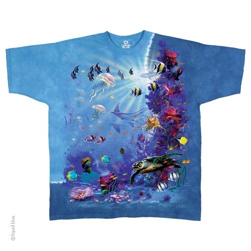 AQUATIC-TROPICAL REEF-FISH-TURTLES-TIE DYE T-SHIRT M-L-XL-XXL gallery