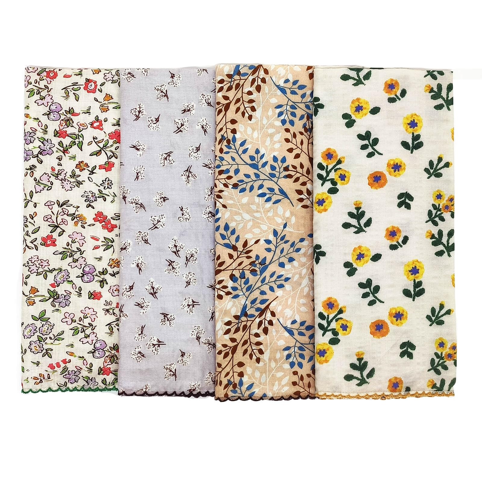 4 Pcs 21″x21″ Cotton Bandana for Women, Super Soft Textured Fabric, Kerchief,…