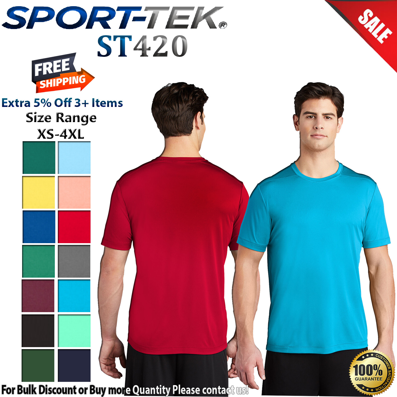 Sport-Tek Mens Short Sleeve Posi UV Protection Crew Neck Stylish T-Shirt ST420 gallery