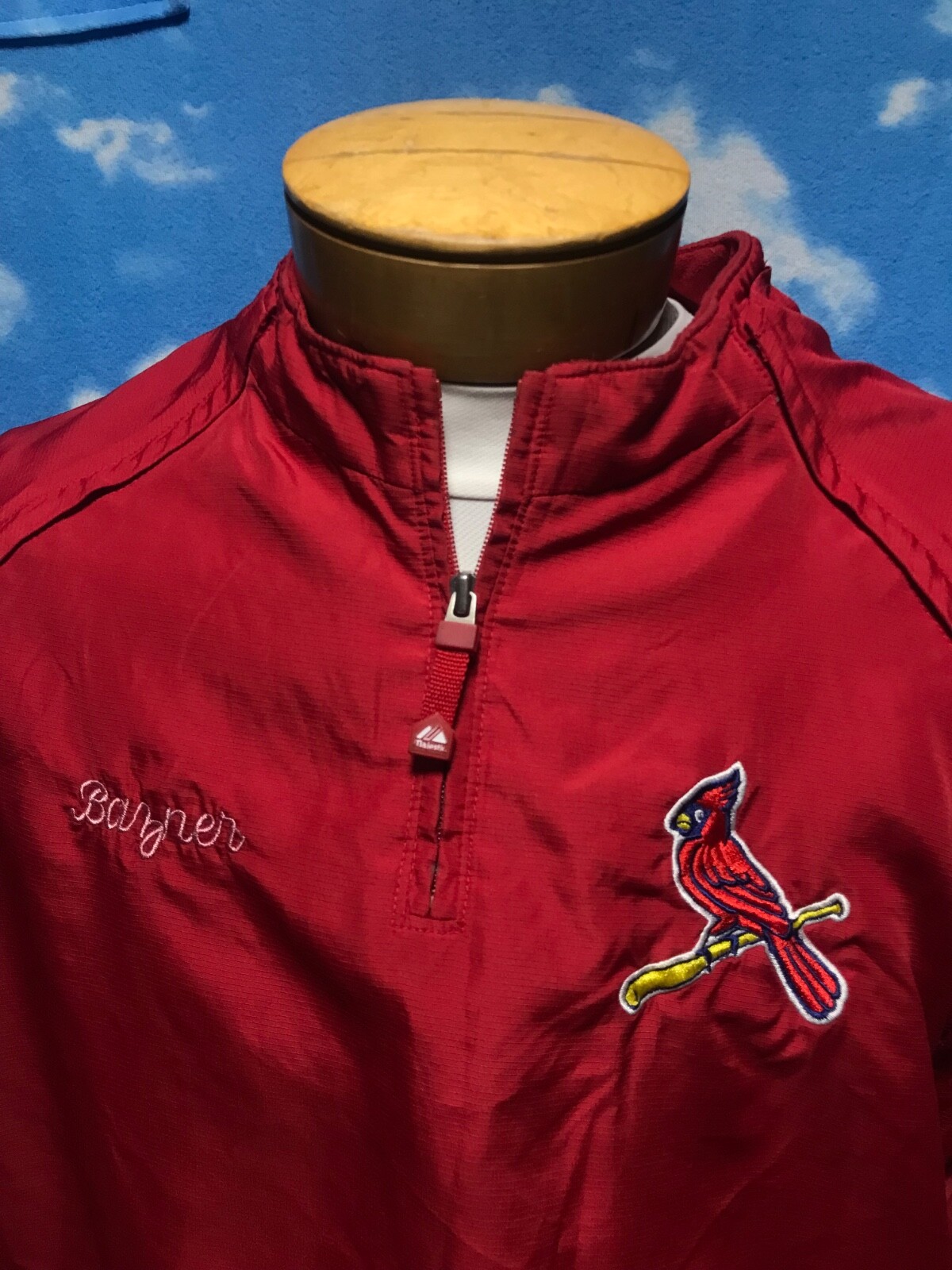 St Louis Cardinals Jacket pullover Majestic red XL Bayner sweatshirt 1/4 zip C26 gallery