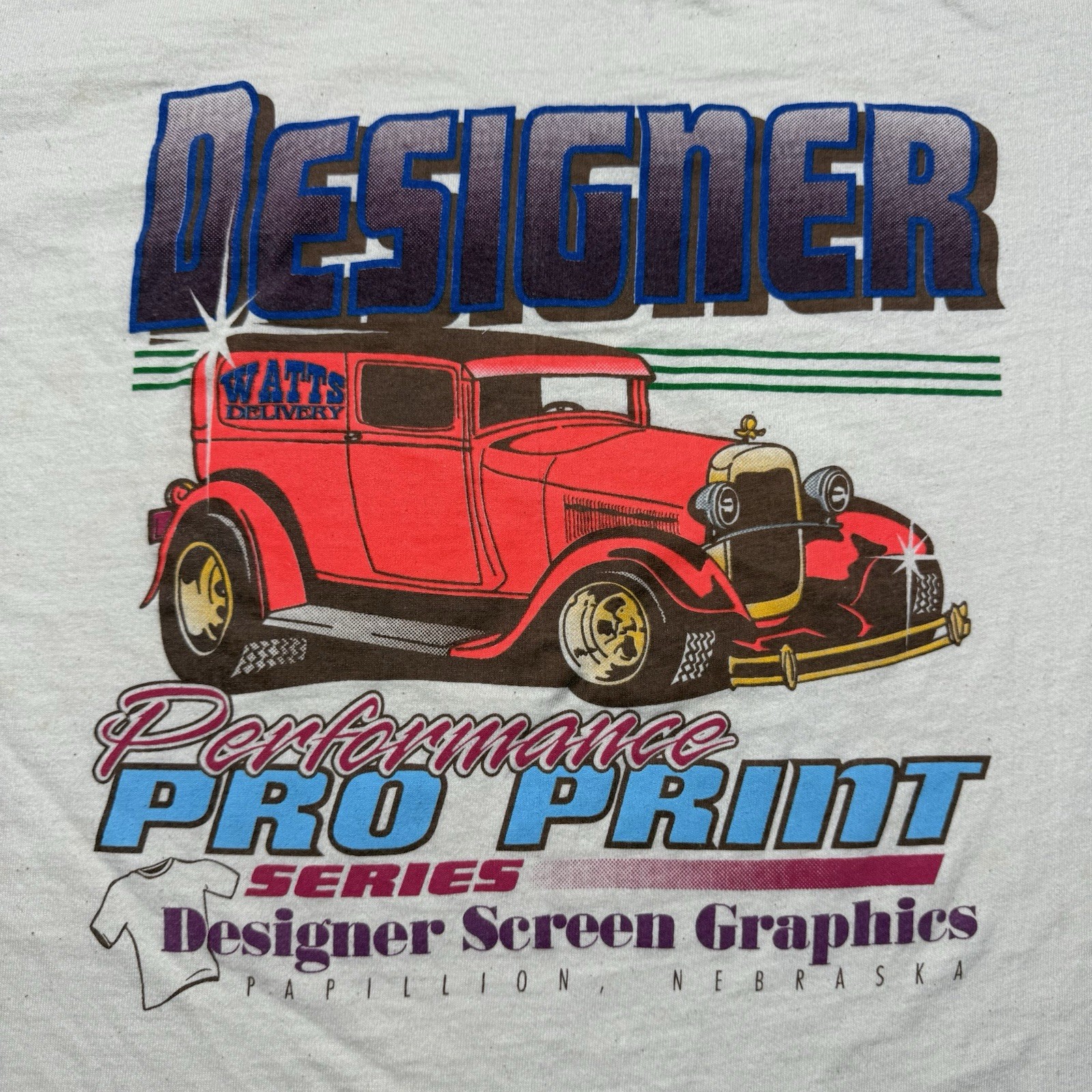 Vintage 90s Designer Screen Graphics Performance Pro Print Hot Rod Car Shirt- XL gallery