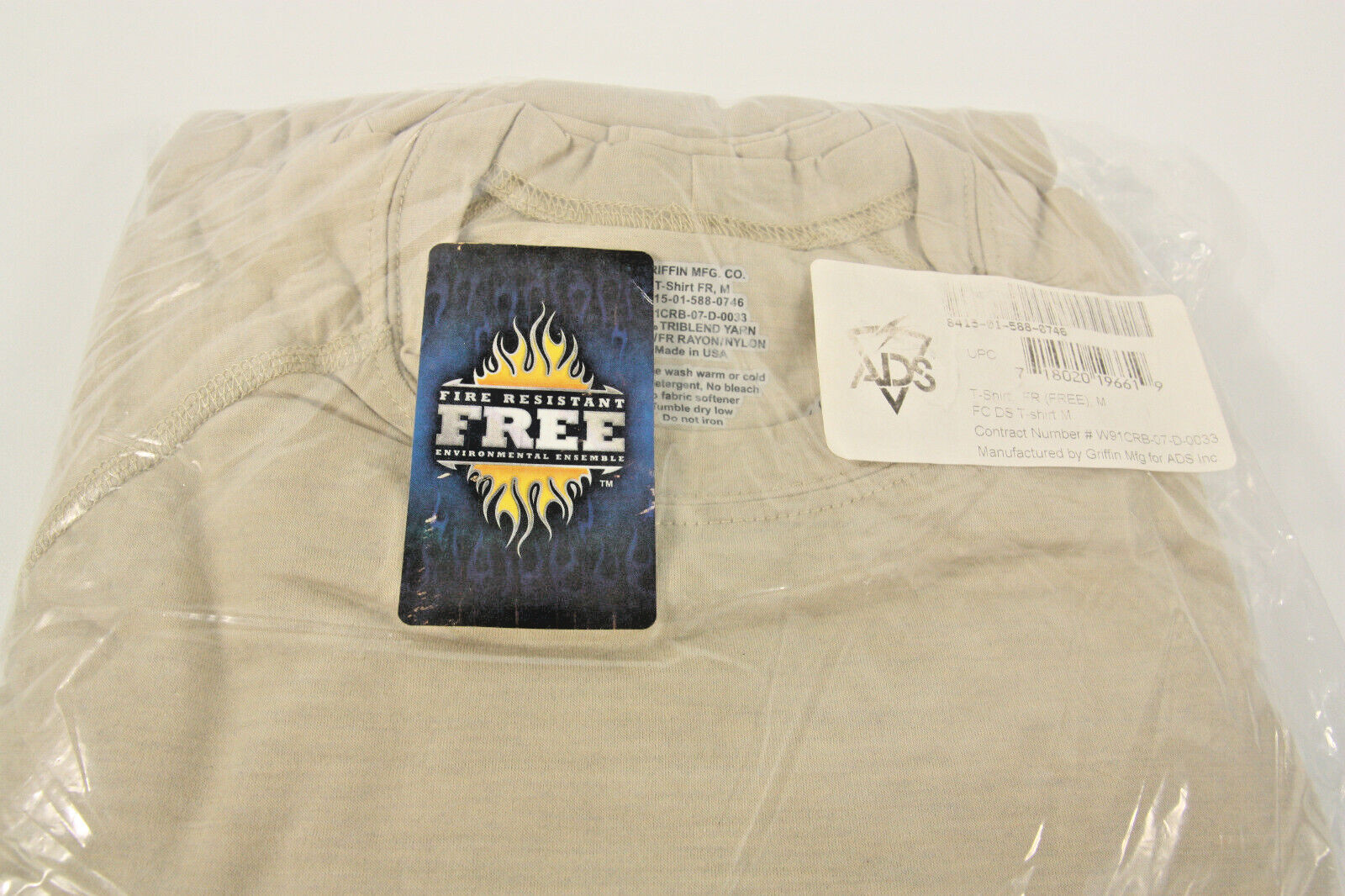 LOT of 4 Griffin Mfg FREE Wool Rayon Nylon Blend T-Shirts in Beige Medium gallery