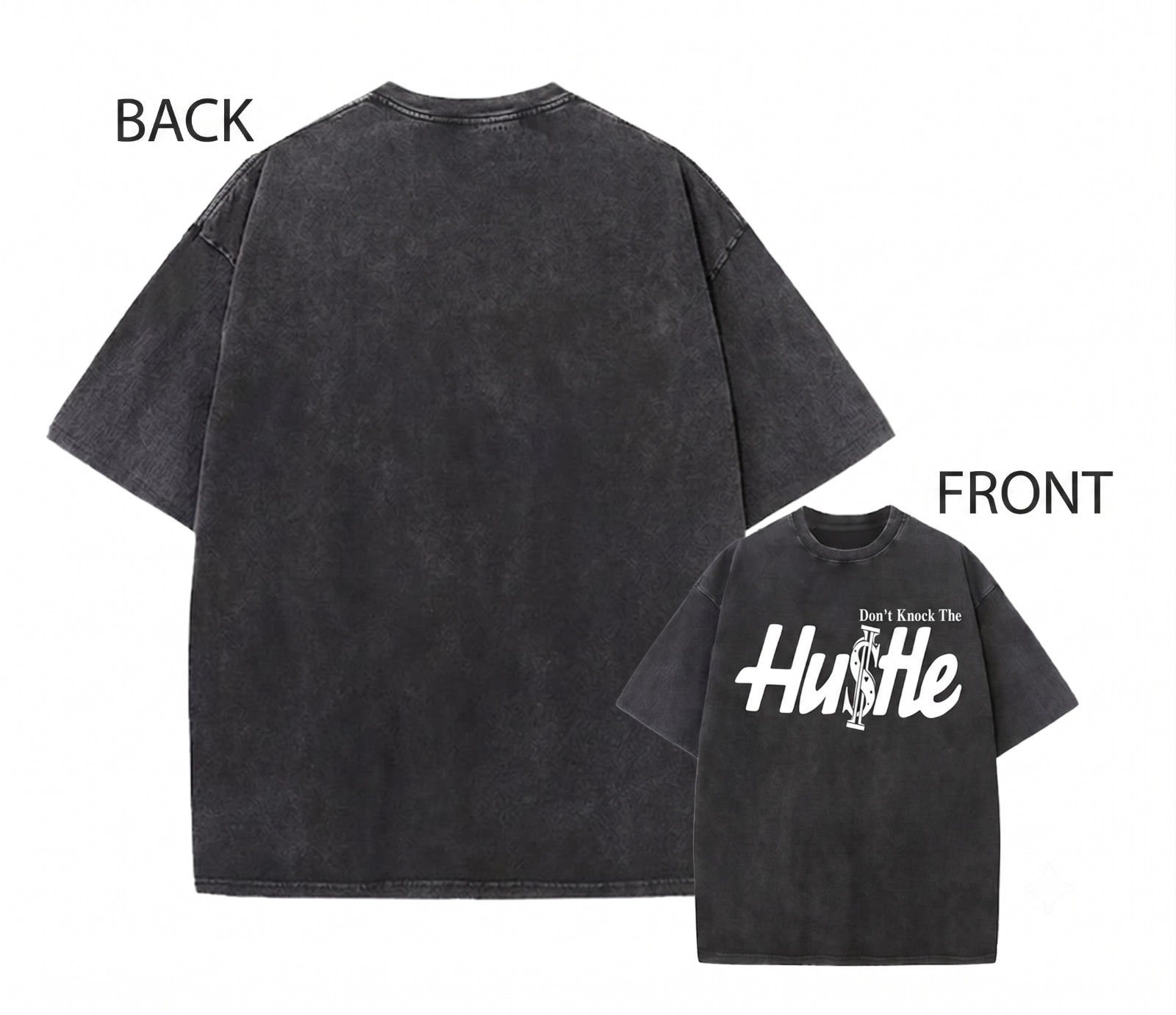 Mens Vintage Wash Hip Hop T-Shirt Don't Knock The Hustle Graphic Streetwear Tee gallery