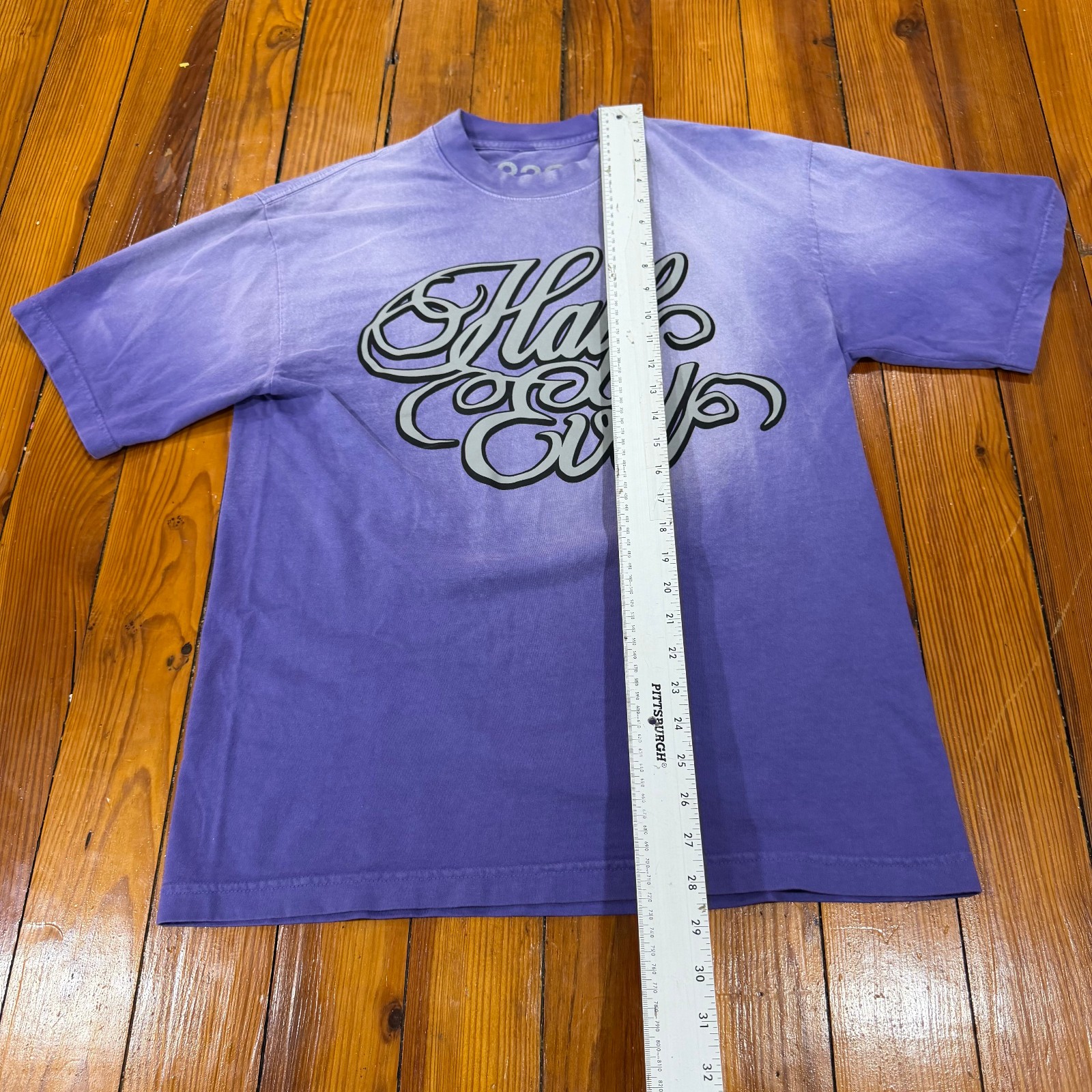 Half Evil Gradient Purple/Silver Short Sleeve Shirt Men's Size Medium gallery