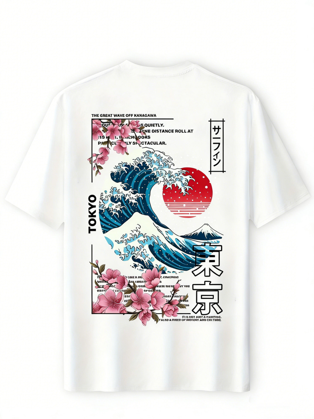 Tokyo Great Wave Off Kanagawa T-Shirt Japanese Art Sakura Graphic Tee，Back Print gallery
