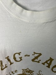 Zig Zag Smoking Man Graphic Tee Large White Cotton Streetwear Unisex Distressed