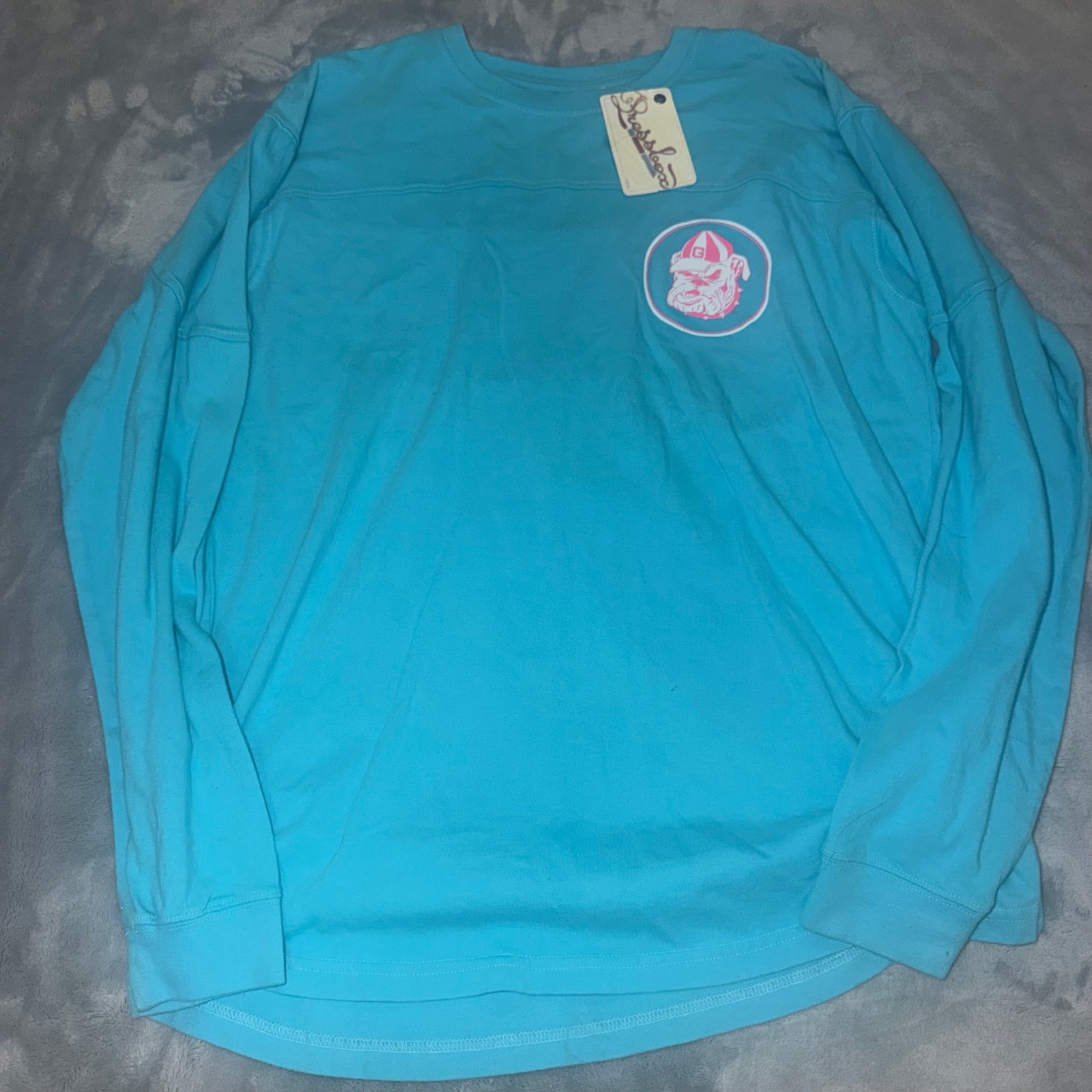 Pressbox UGA Bulldogs Long Sleeve T-Shirt Turquoise Georgia Mascot Size M gallery