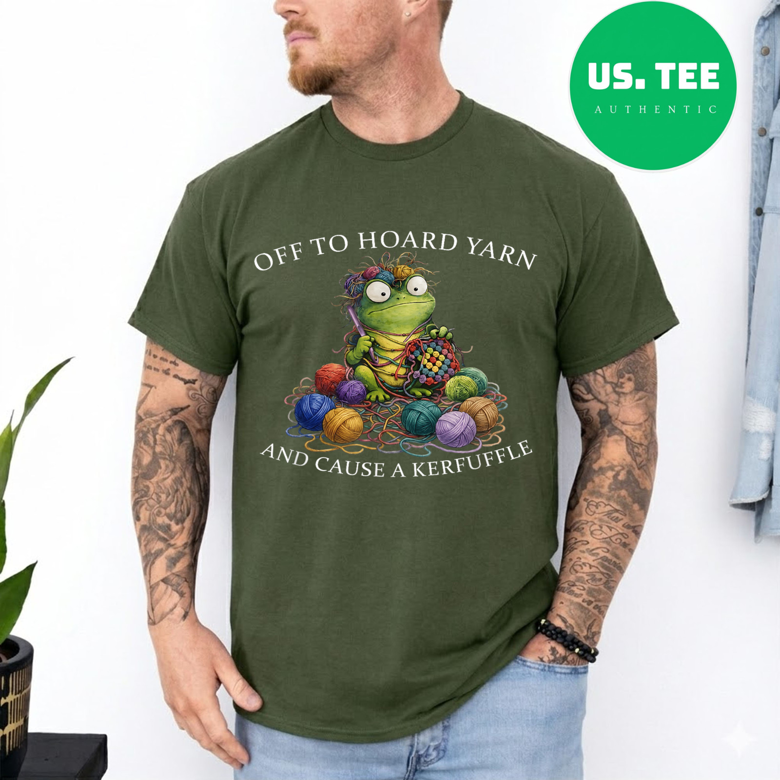 Off to Hoard Yarn Frog Knitting Crochet Knitter Yarn Lover T-Shirt gallery