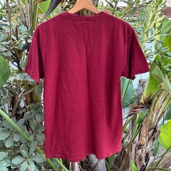 Vintage Y2K Stussy Tribal Pattern Graphic T Shirt Burgundy Medium