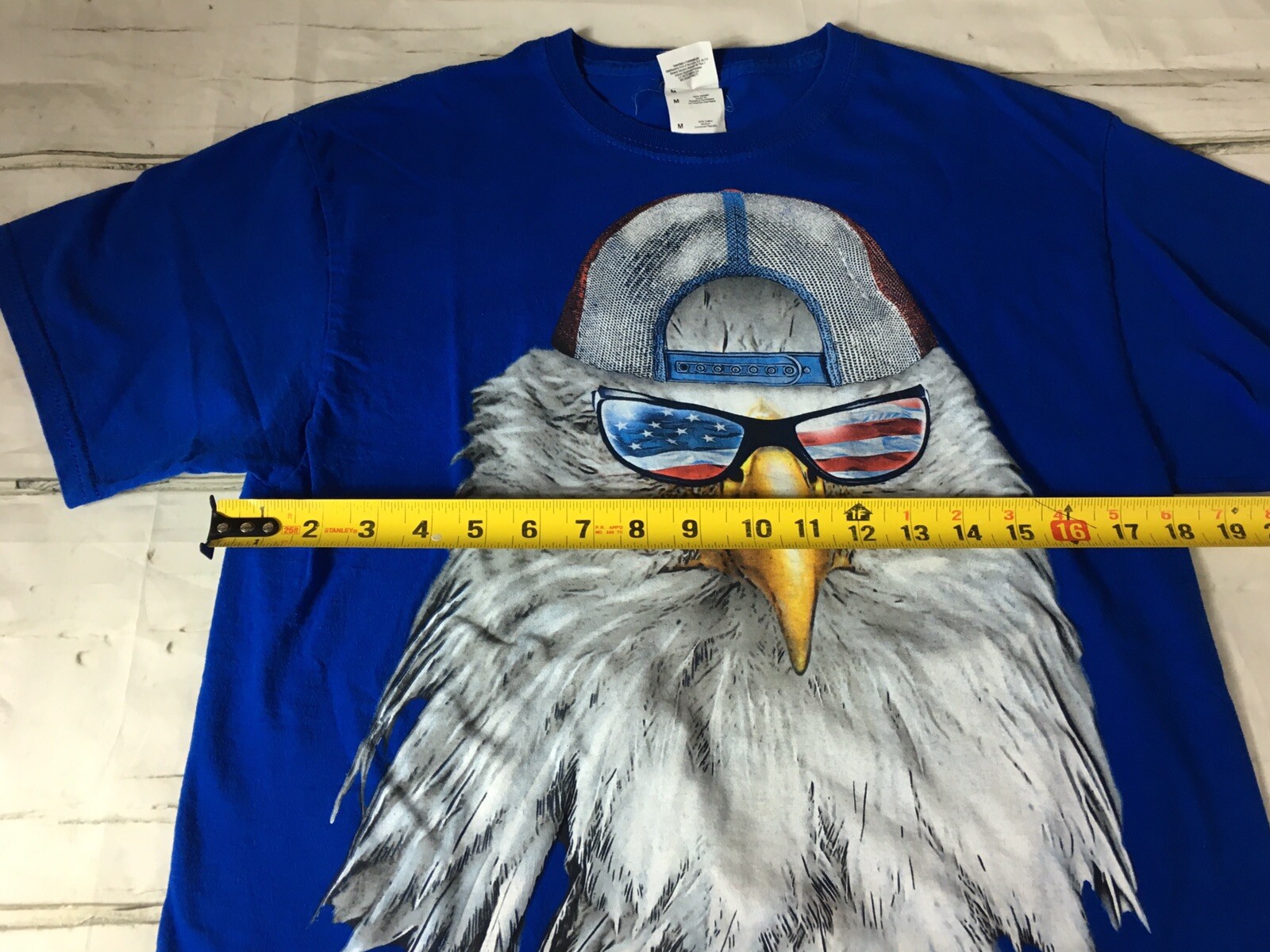 Bald Eagle Trucker Hat Sunglasses Red White Blue America USA T Shirt Sz M EUC gallery