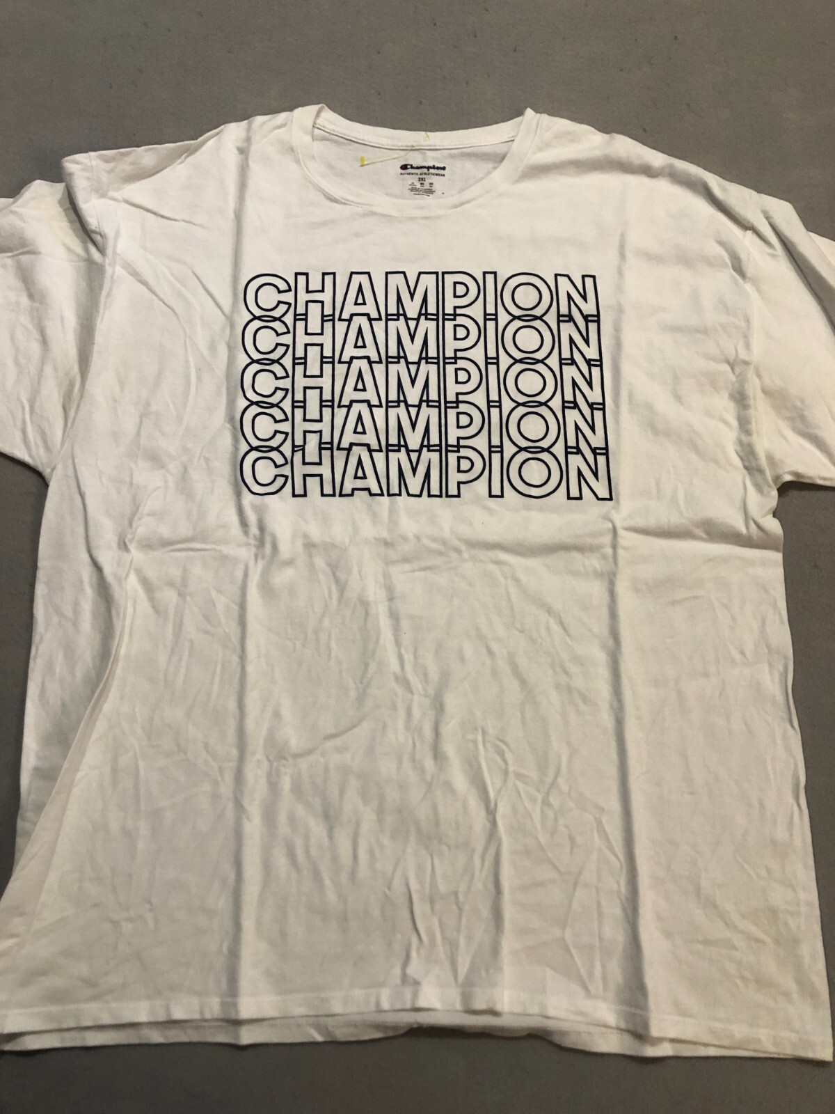 Champion Shirt Men’s 2XL Layered Logo White Cotton Activewear/Casual