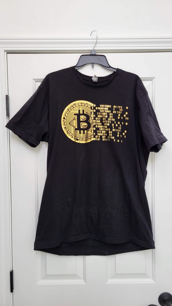 Bitcoin Digital Crypto Currency Traders Graphic 1 0 Binary Gold Black T-shirt XL