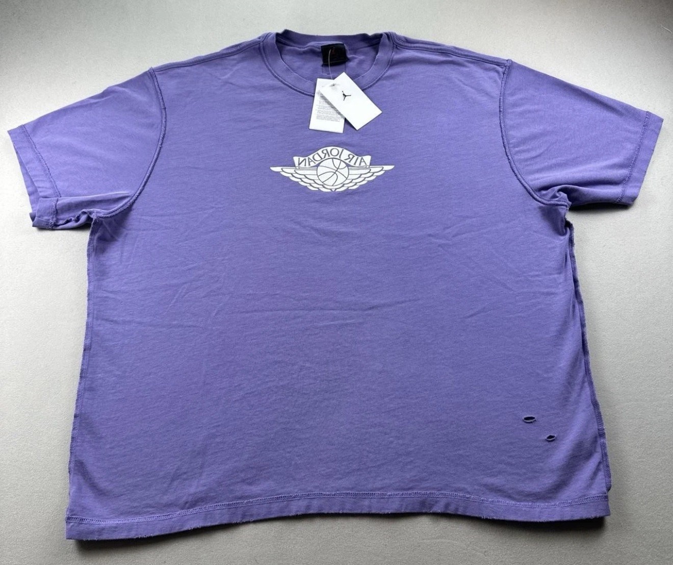 Nike Jordan T-Shirt Mens XXL Purple Rare Air Wings Jumpman Distressed Basketball