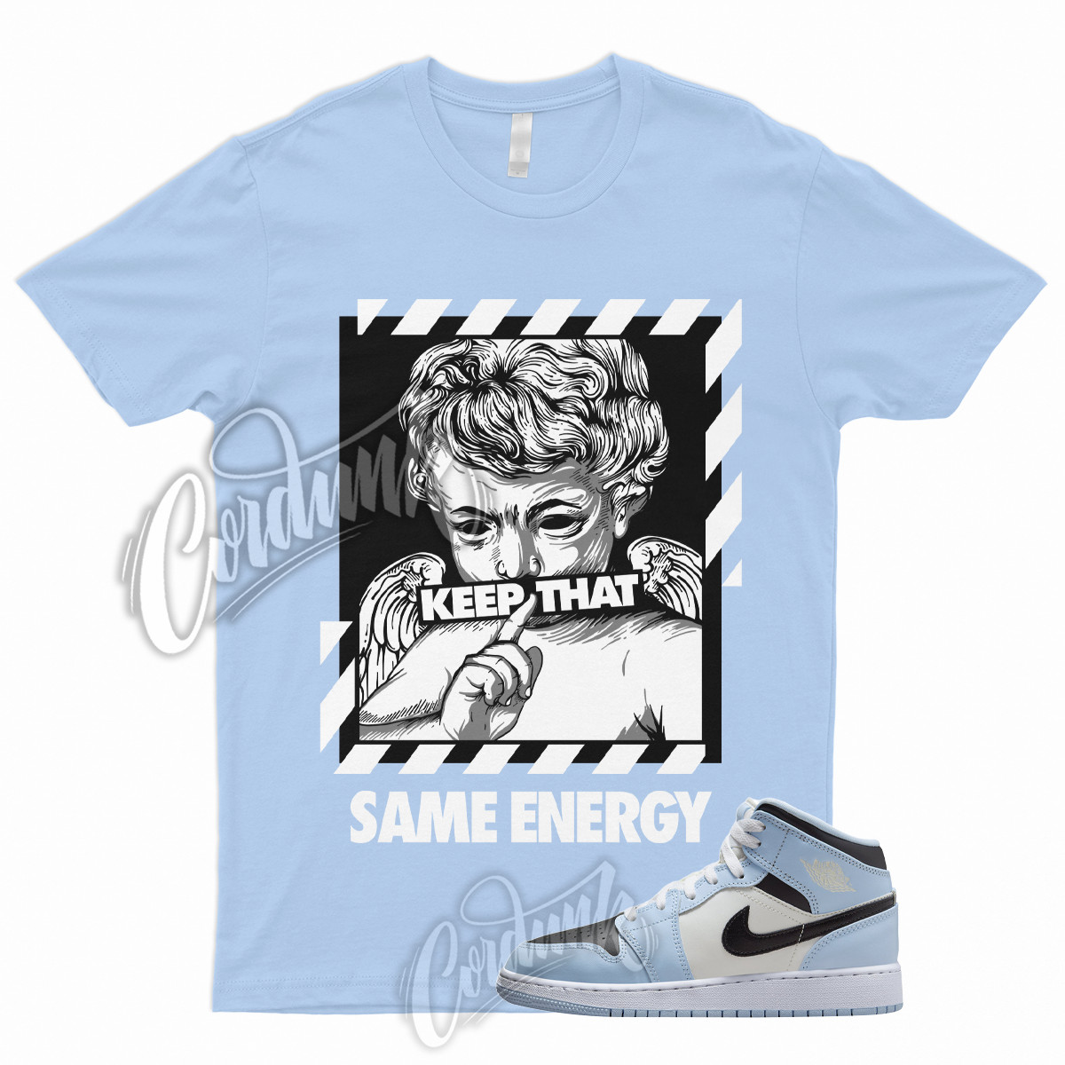 ENERGY Shirt for 1 Mid GS Ice Blue UNC Powder Light Black Sail White University gallery