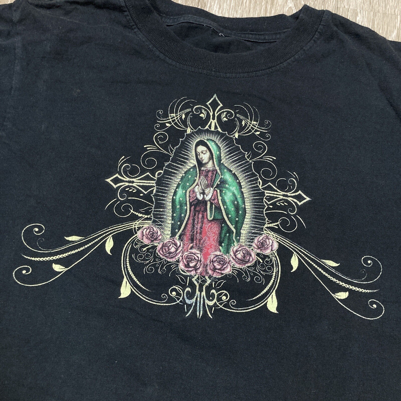 Virgin Mary Shirt M 90s 00s Virgen De Guadalupe Catholic Pray For Us Tee gallery