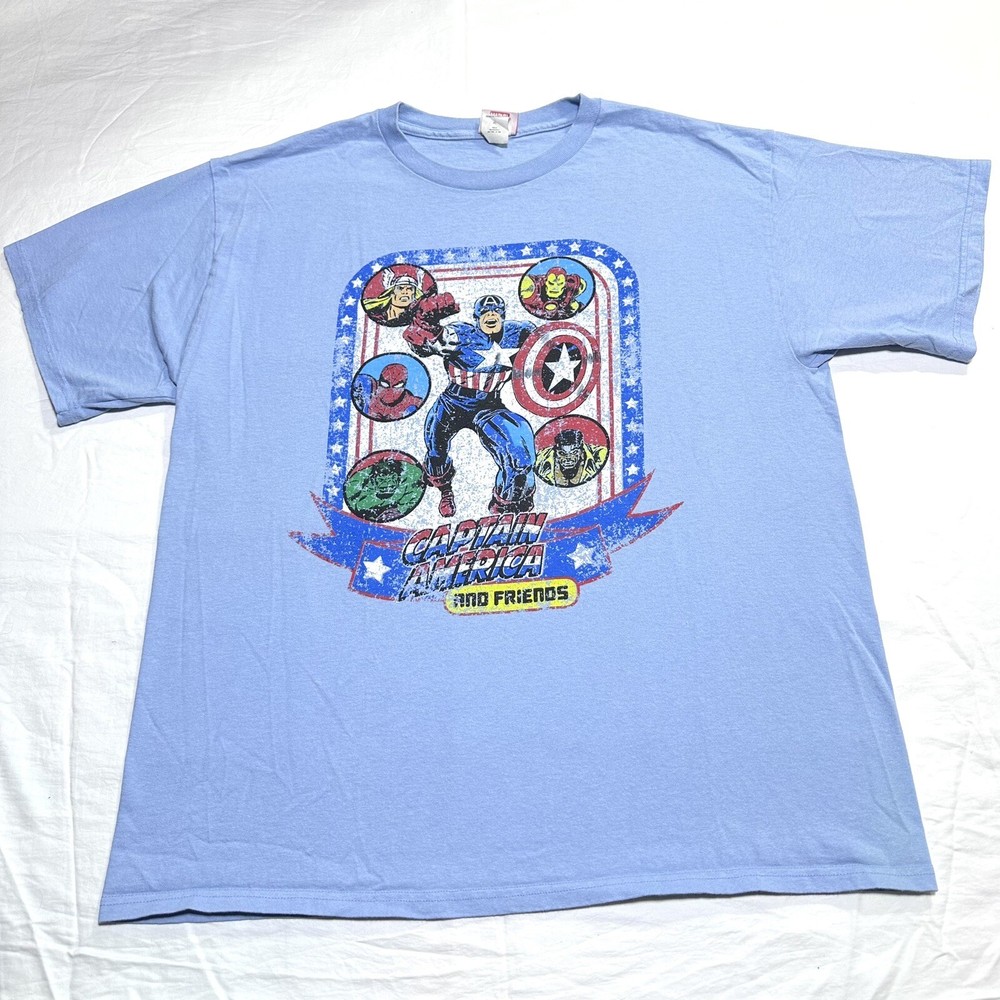 2000s 2009 Marvel Comics Captain America and Friends Spiderman T-Shirt Size XL