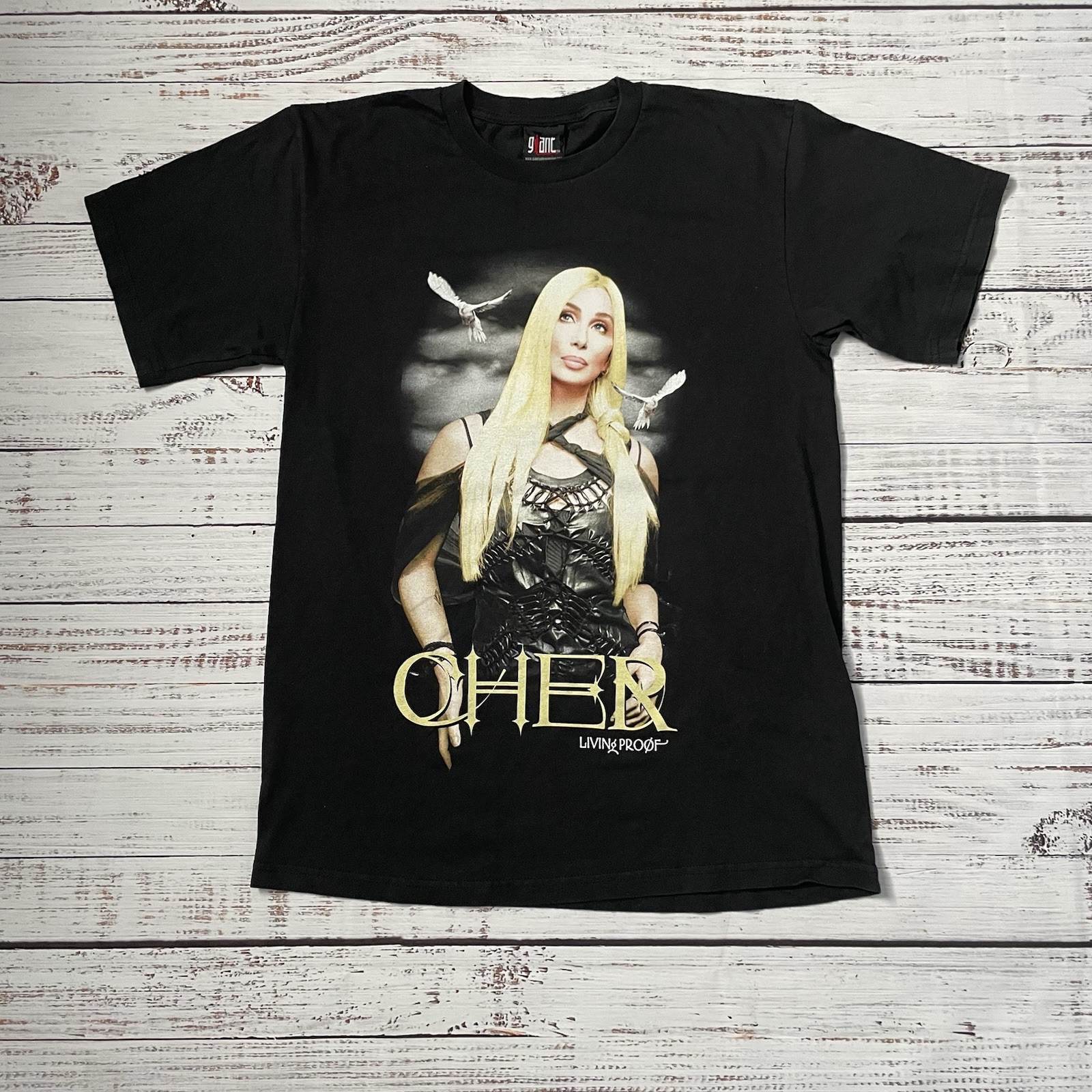 Vintage Cher “Living Proof” Farewell Tour 2002 Black Tee Adult Size Large Shirt gallery