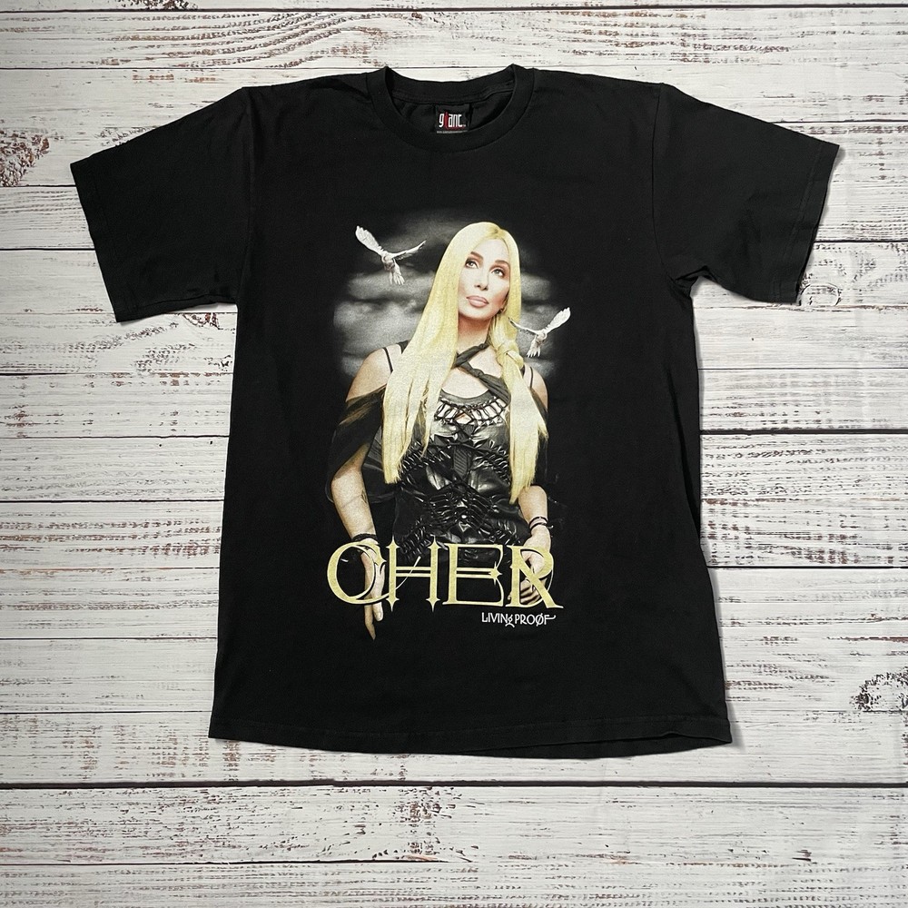 Vintage Cher “Living Proof” Farewell Tour 2002 Black Tee Adult Size Large Shirt