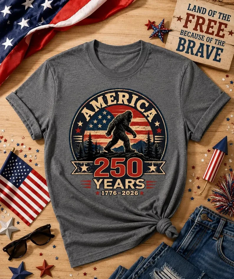 Patriotic Bigfoot 250 Years tee 1776–2026 America T-Shirt | S-5XL multicolor gallery