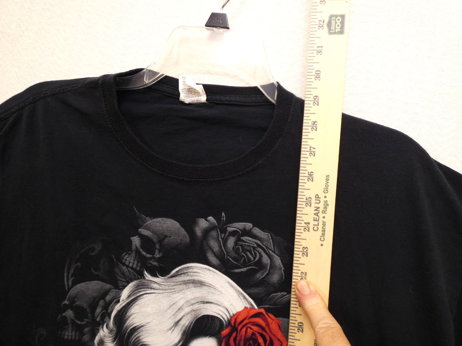 Vintage Gothic Skull Rose Marilyn Tattoo Shirt Fruit of the Loom Y2K Punk Tee XL gallery