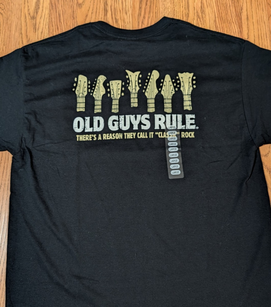 Old Guys Rule t-shirt Classic Rock Themed Guitars (Large) Black Color, New gallery
