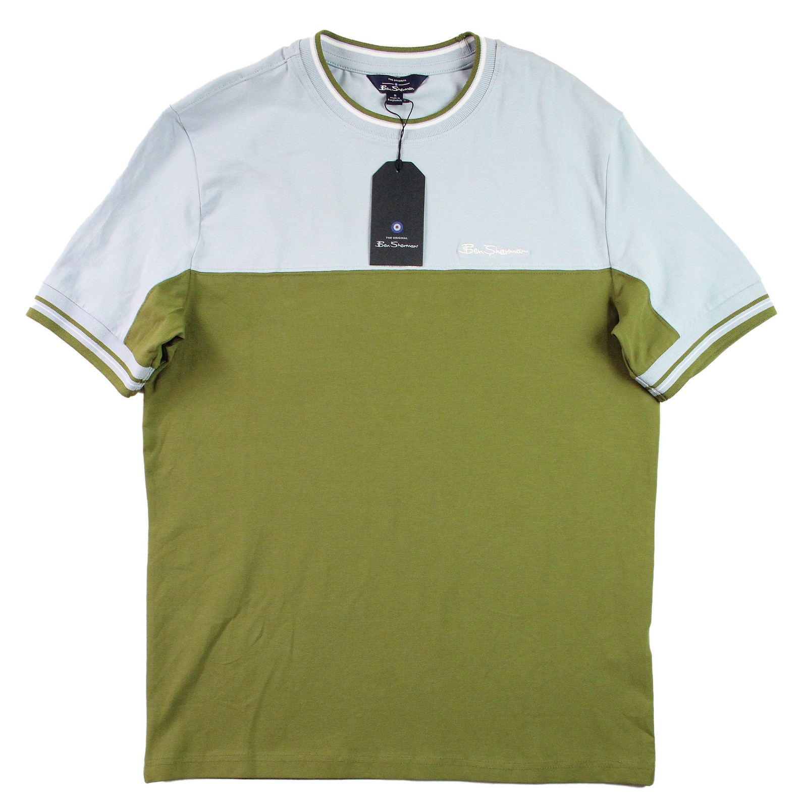 Ben Sherman T Shirt Mens Small Green Blue Colorblock Cotton Crewneck Casual Tee gallery