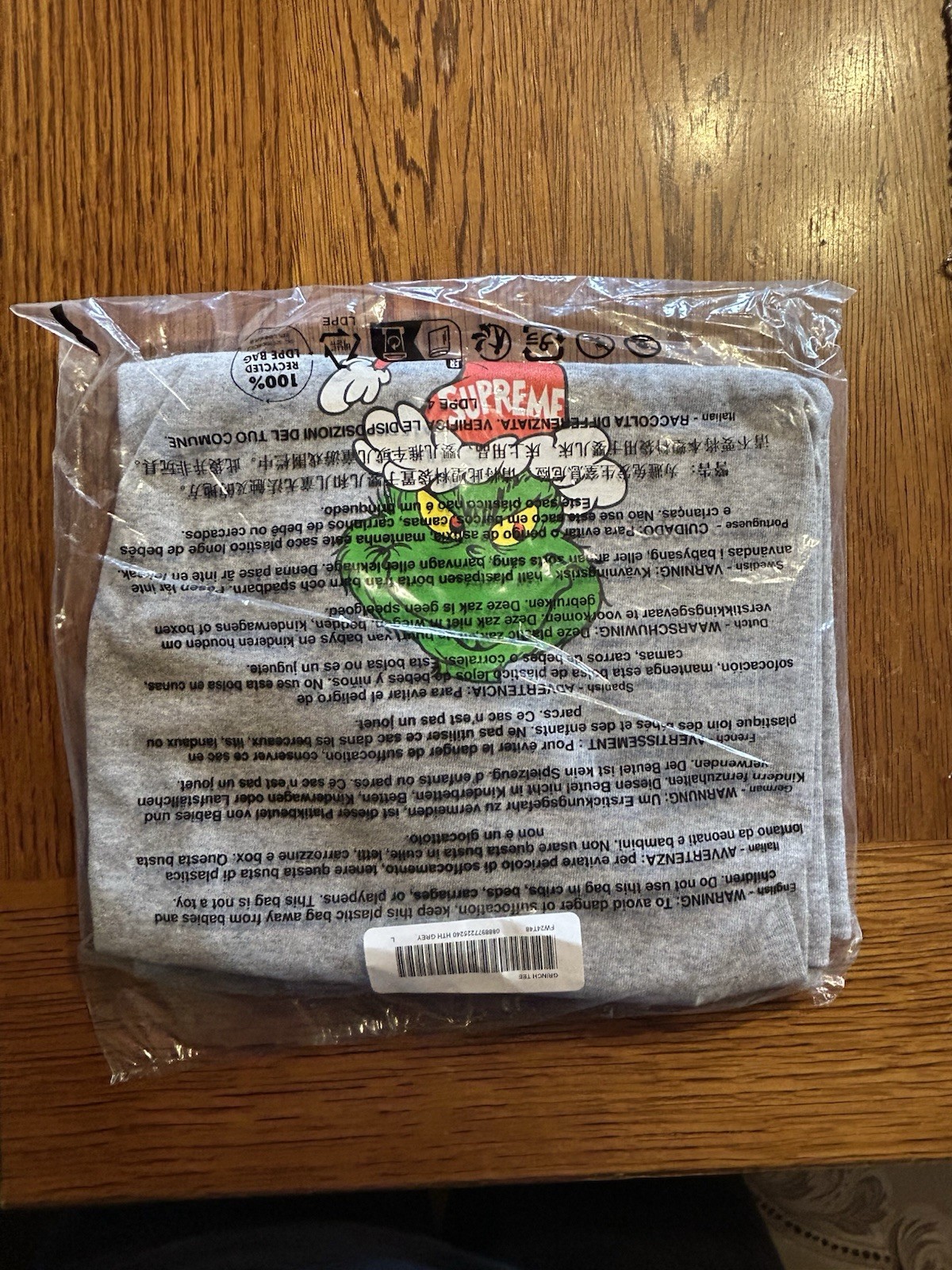 Supreme The Grinch T Shirt Size Large (Gray) 100% Authentic gallery