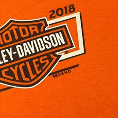 Harley Davidson Sturgis 2018 Black Hill Rally T Shirt Mens Large Orange Deadwood