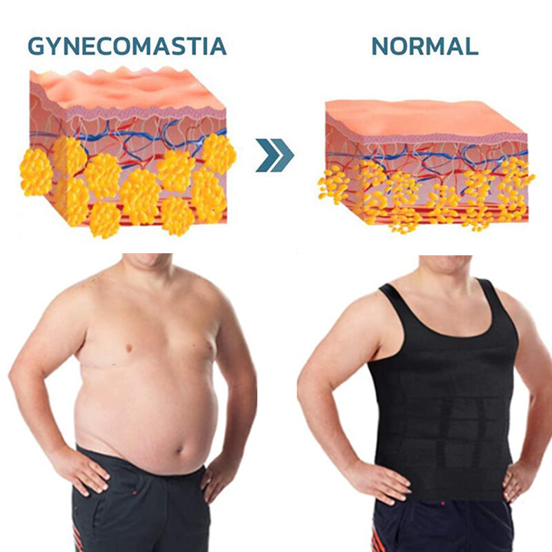 Men Slimming Body Shaper Belly Chest Compression Vest Girdle T-Shirt Tank Top US gallery