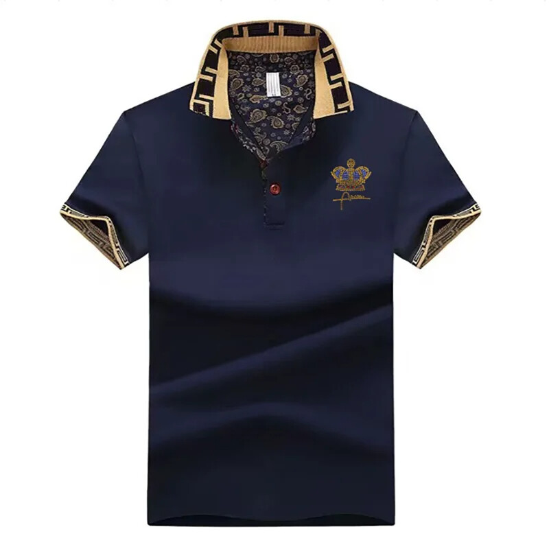 New Men Luxury Diamond Crown Rhinestones Fashion Polo T-Shirt High Quality gallery