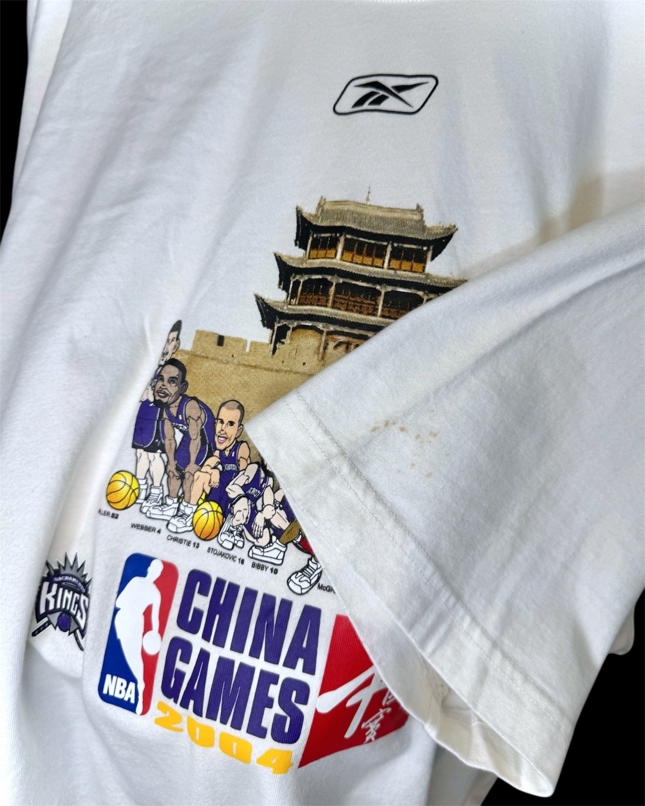 Vintage 2004 Reebok NBA China Games Kings Versus Rockets Tee Shirt Size XL gallery