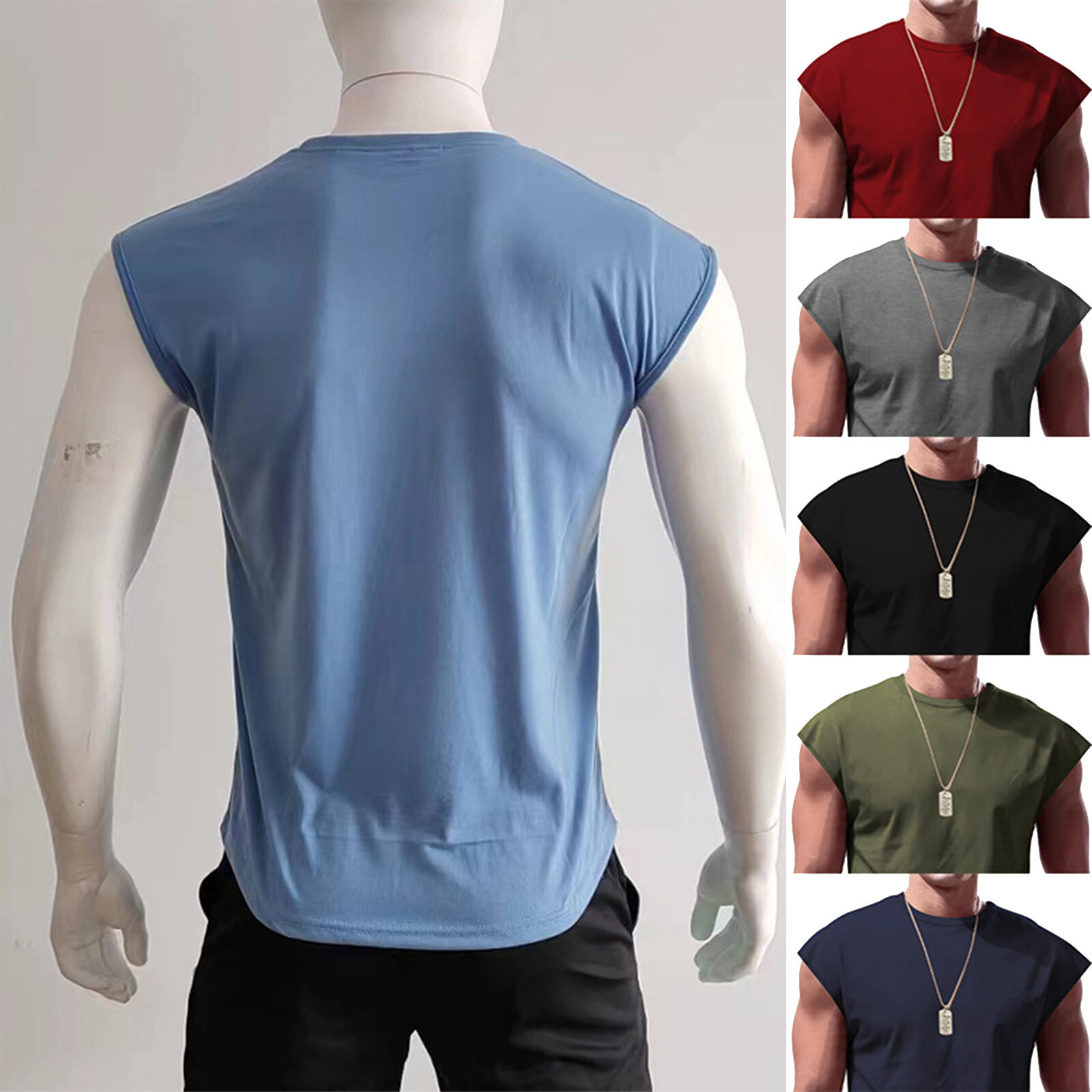 Men Workout Tank Tops Bodybuilding Shirts Sleeveless Gym Athletic Muscle T-shirt gallery