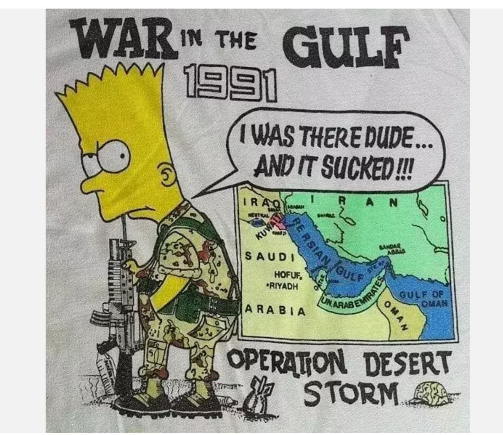 Bart Simpson War In The Guft White T-Shirt gallery