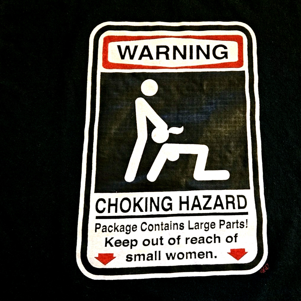 Vintage Y2K Warning Choking Hazard BJ Sex Adult Humor T Shirt Large XL