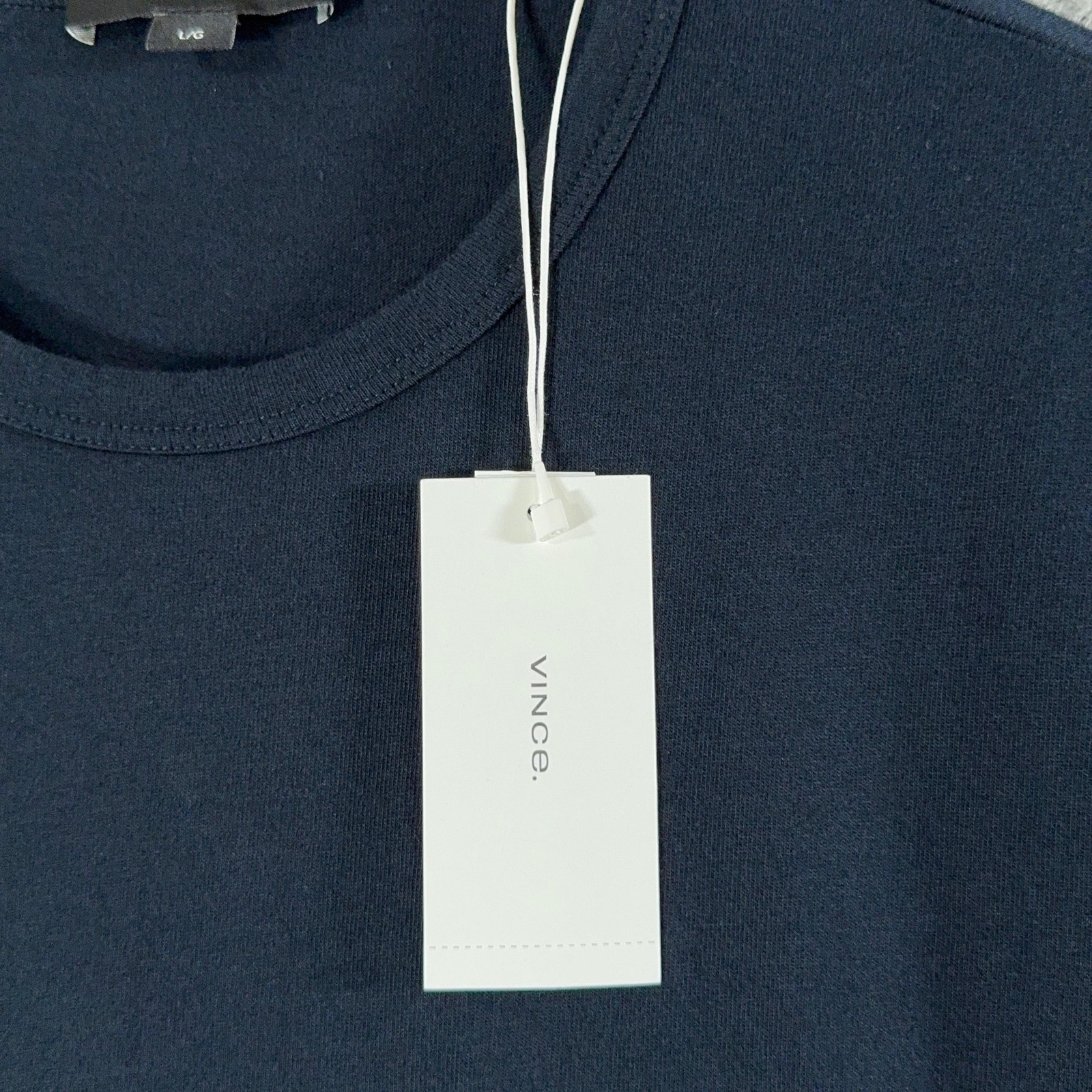 NEW Vince Shirt Mens Large Navy Cotton Garment Dye Crewneck Tee FLAWED gallery