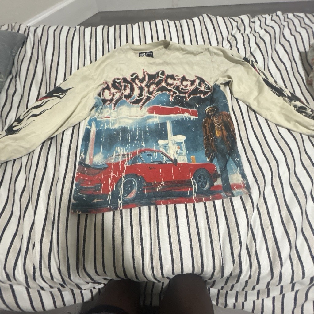 goddSpeed Ghostface Scream Graphic Long Sleeve Crew Neck T-Shirt Beige S gallery