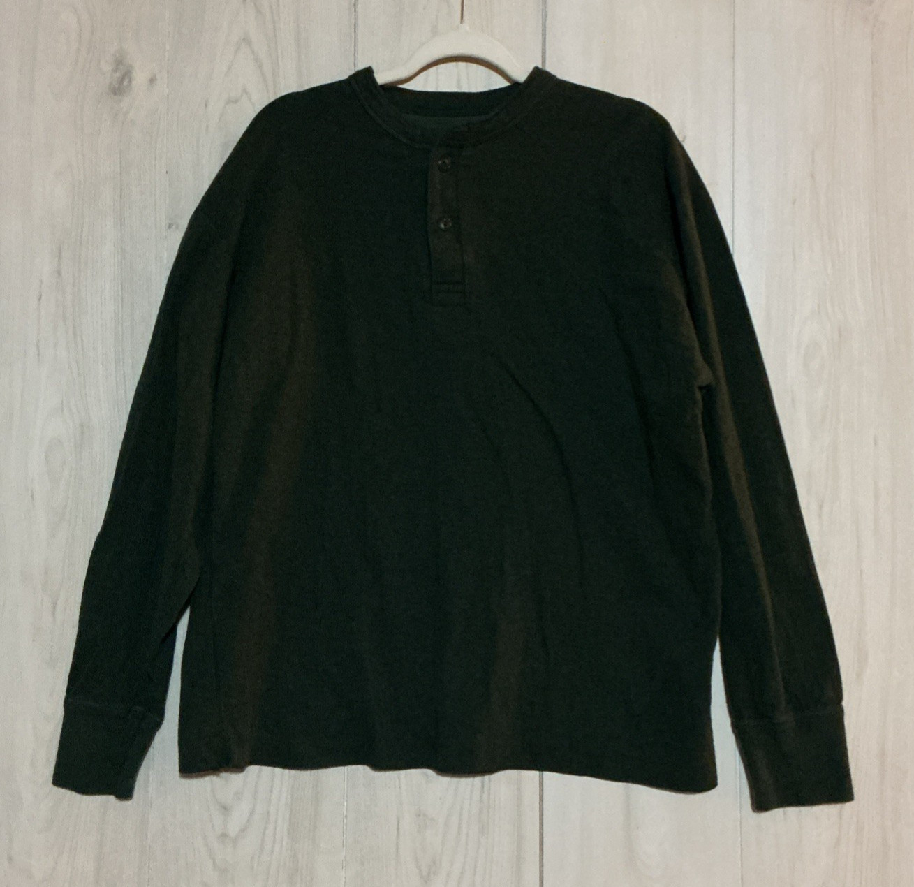 L.L.Bean Two Layer Henley Shirt Mens XL Regular Green Wool Blend Base Layer gallery