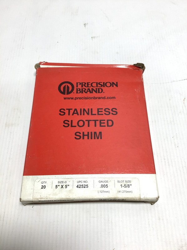 Precision Brand Stainless Slotted Shim Size D 5″x5″ Slot 1-5/8″ Gauge .005