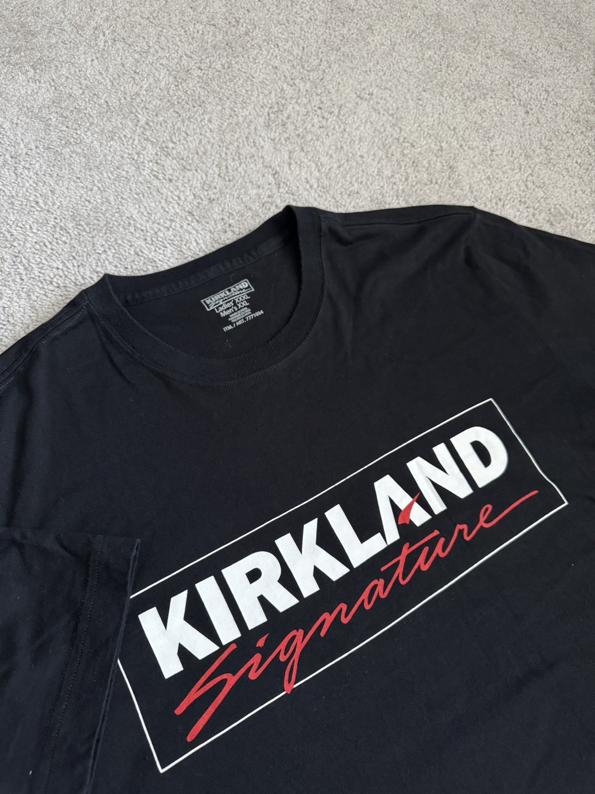 Kirkland Signature Logo Black T-Shirt Mens XXL Womens XXXL Costco gallery