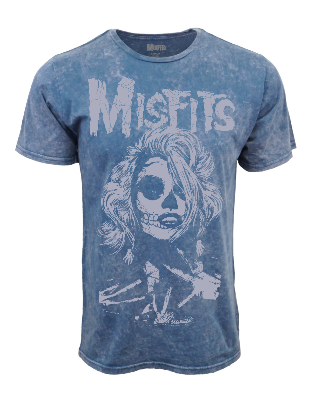 MISFITS SKULL MOVIE STAR MINERAL WASH BLUE T SHIRT gallery