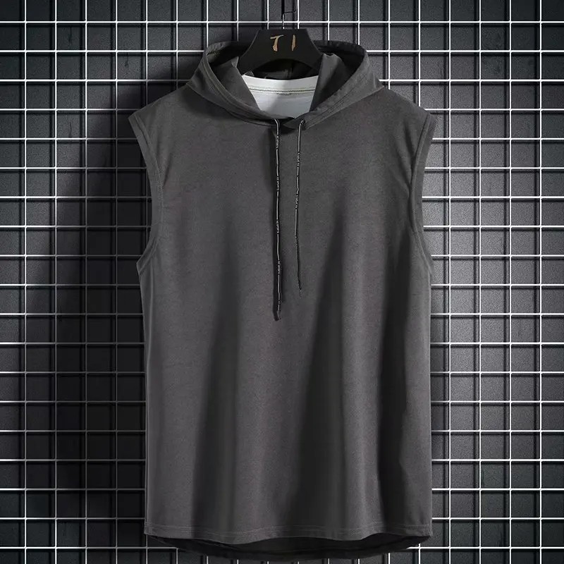 Solid Color Men's Tank Tops Vest Sleeveless Tees For Male Hooded gallery