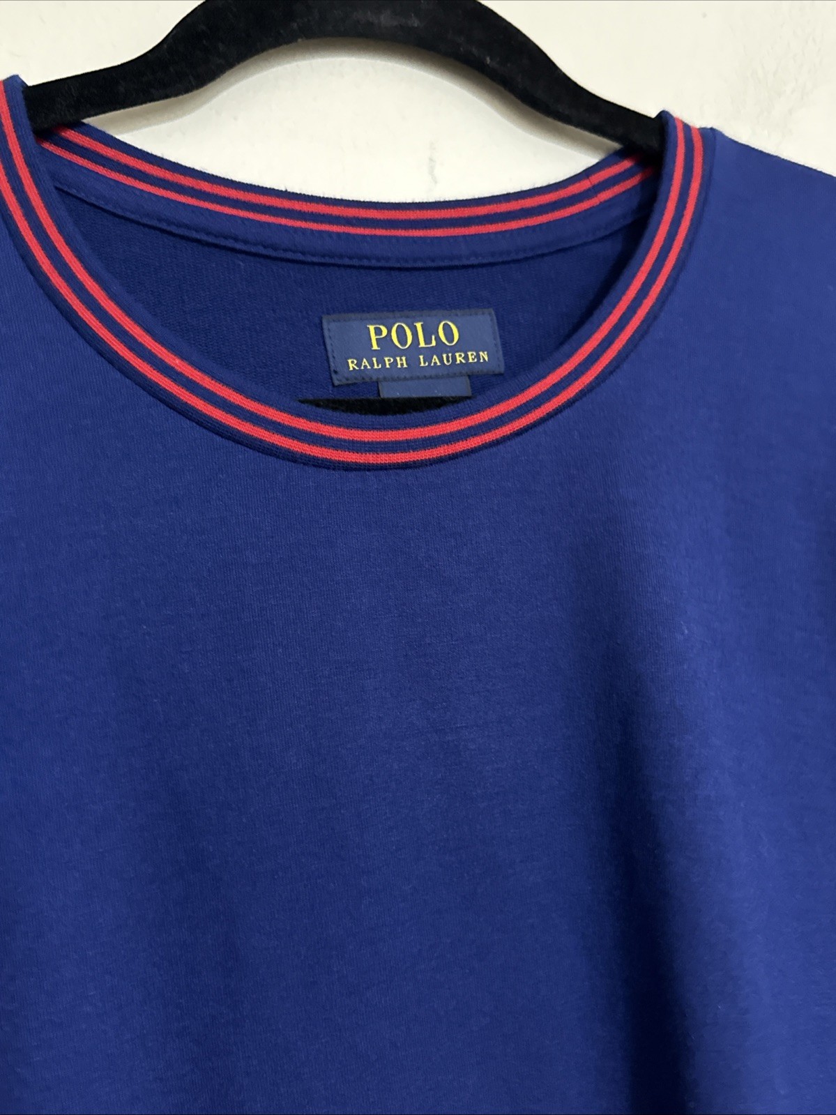 POLO RALPH LAUREN men t shirt large BLUE CASUAL BEACH OFFICE PULL ON CREW NECK gallery
