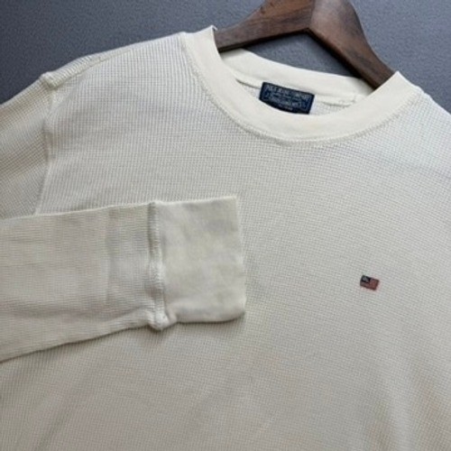 Vintage Polo Jeans Co Thermal Shirt Mens XL Waffle Knit RL Flag Long Sleeve Y2K
