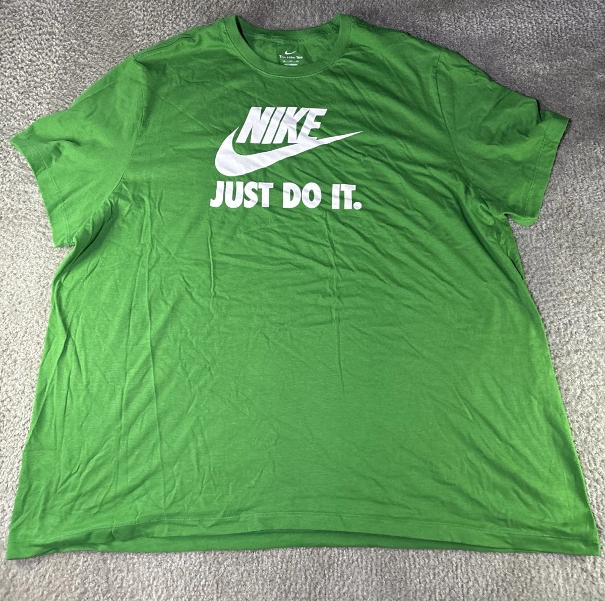 NIKE GREEN MEN'S "JUST DO IT" 100% COTTON S/S T-SHIRT SZ: 4XL 4X NWT DR0512-374 gallery