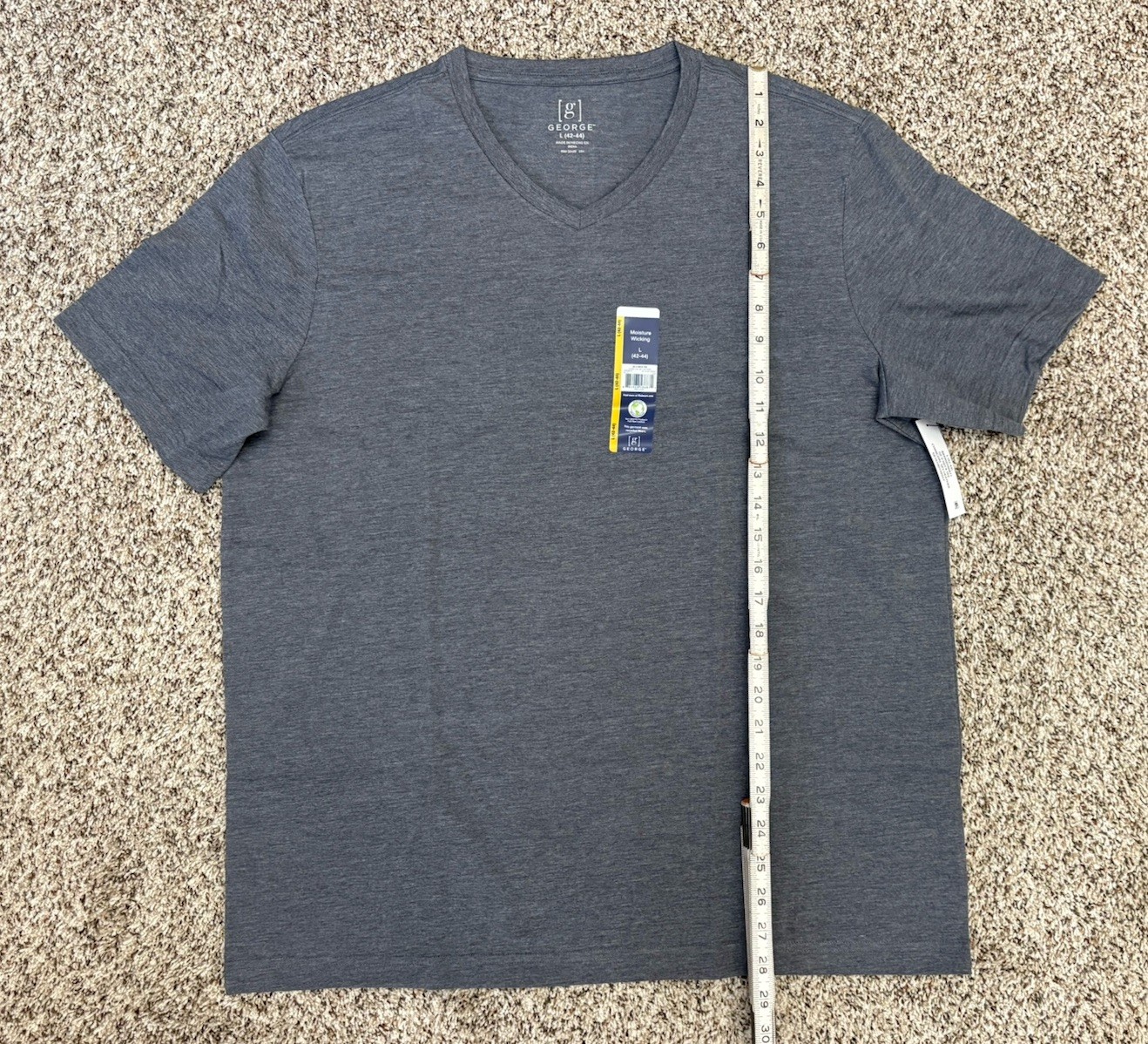 New George 3-PACK Men’s V-Neck T-shirt Tee Moisture Wicking Sz 42-44 LARGE (G2) gallery
