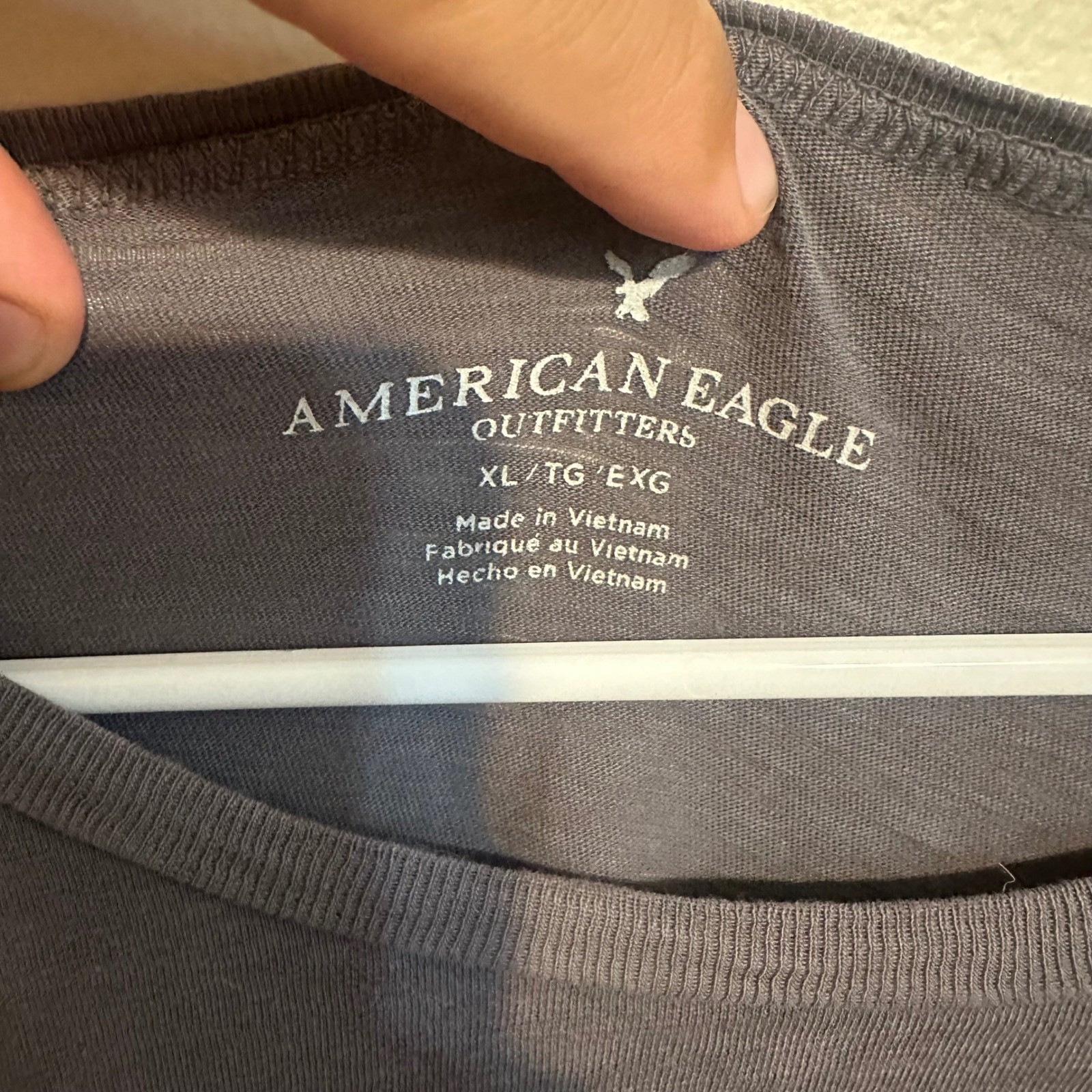 American Eagle T-Shirt Mens XL Gray Pocket Tee Cotton Slub Short Sleeve Casual gallery