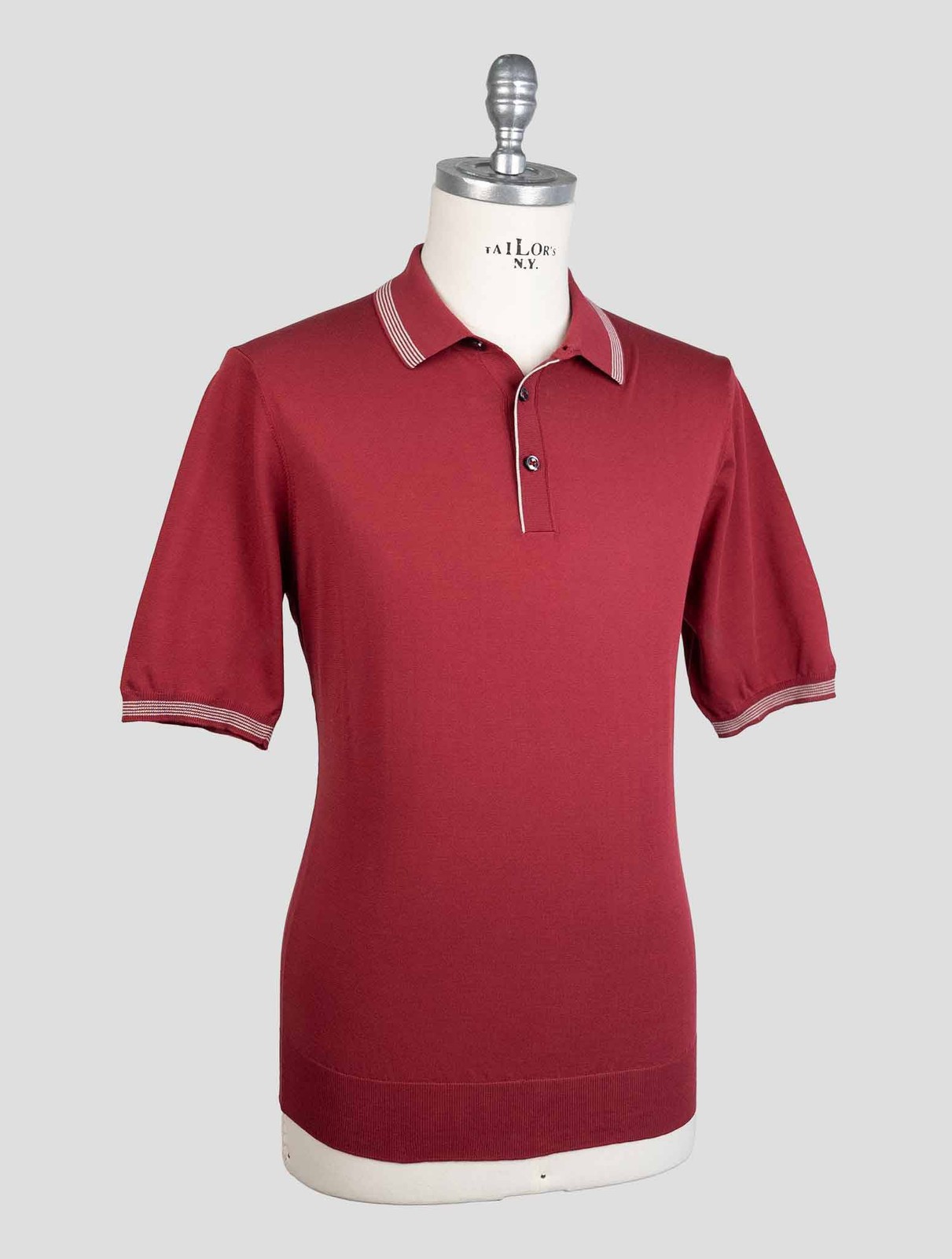NEW CESARE ATTOLINI RED COTTON POLO US 46 - EU 56 AMZ10 gallery