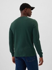 GAP Everyday Soft Cotton Crewneck Long Sleeve T-Shirt-Essex Green-Size L