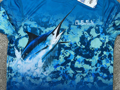 Reel Legends Shirt Men Medium Blue Marlin Reel-Tec Fishing SPF 50 New With Tags