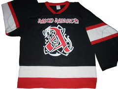 Amon Amarth Viking 11 – X-LARGE Band Logo Hockey Jersey – Canada Red White Black